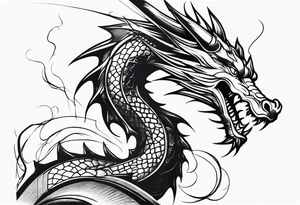 Dragon breathing a dumbbell tattoo idea