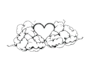 Clouds with a heart shaped noise coming out tattoo idea