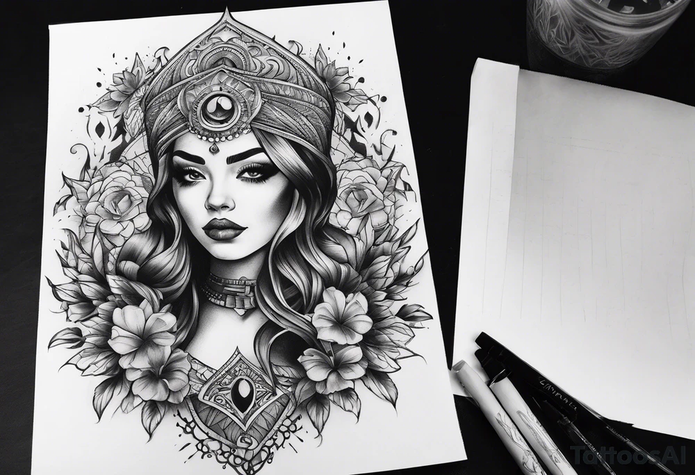 full hand tattoo ghotic tattoo idea