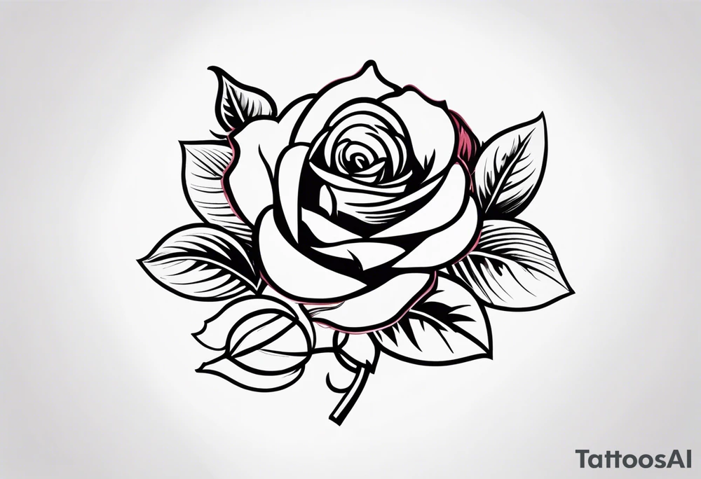 traditional style rose tattoo with the number 5 hidden in it. make the 5 less hidden tattoo idea