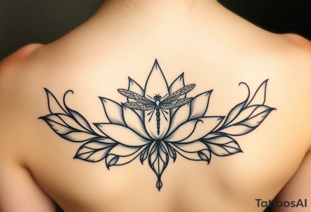 Lotus with dragonfly tattoo idea