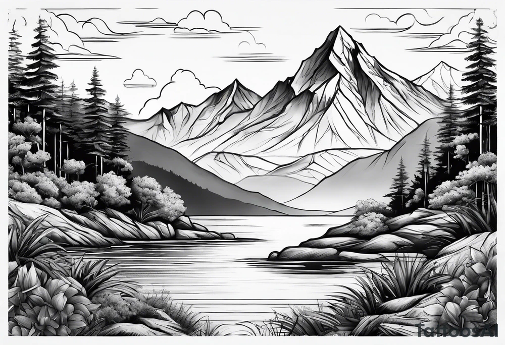 Mountain, beach, ocean tattoo idea