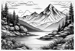 Mountain, beach, ocean tattoo idea