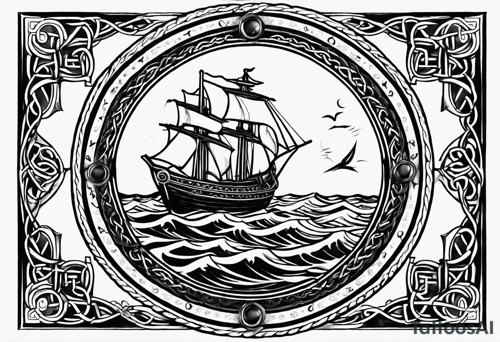 Celtic nautical scene, forearm, half sleeve, anchor, compass tattoo idea