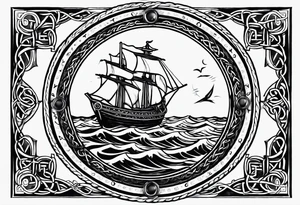 Celtic nautical scene, forearm, half sleeve, anchor, compass tattoo idea