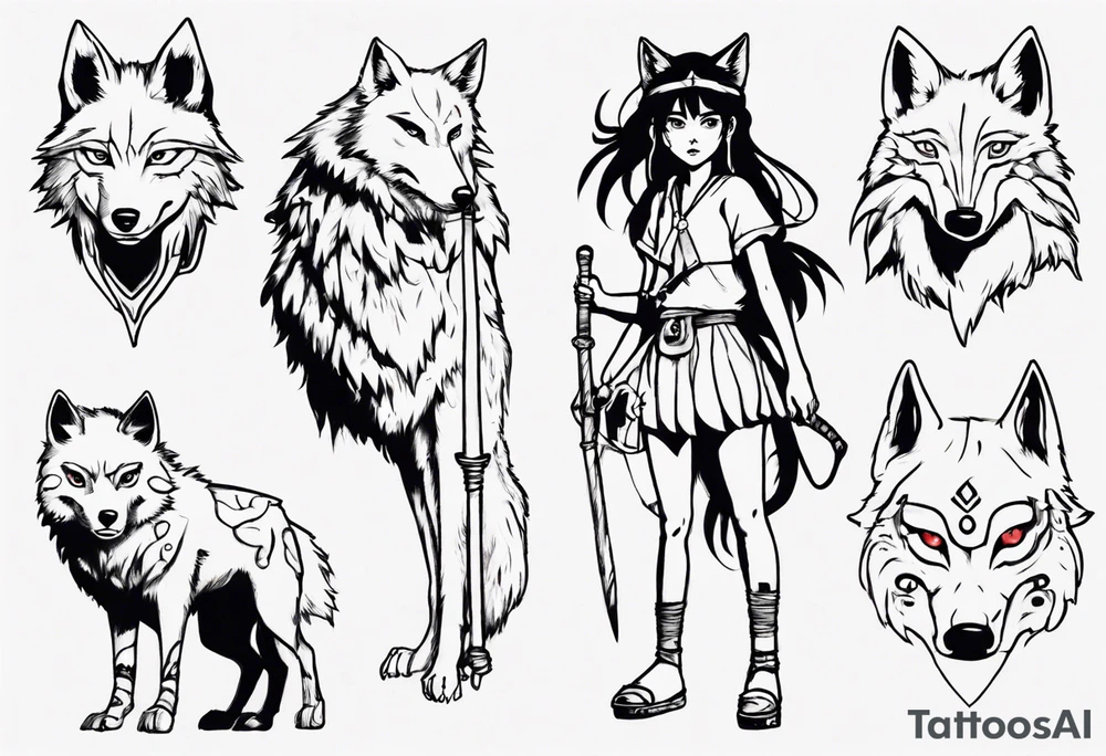 Princess mononoke wolf girl tattoo idea