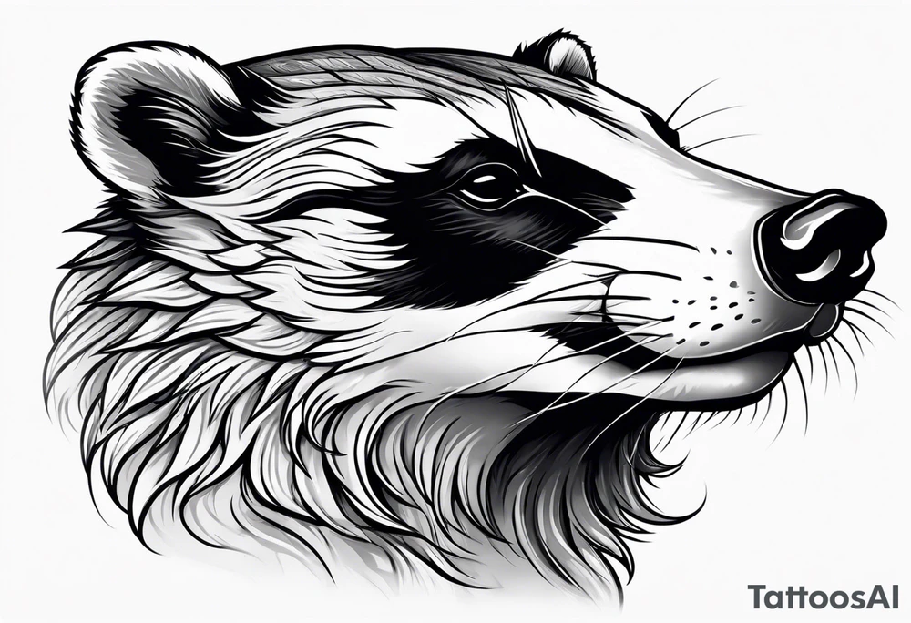 Neo traditional badger with mouth open arm up tattoo idea