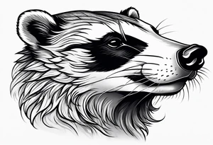 Neo traditional badger with mouth open arm up tattoo idea