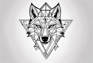 wolf head with triangle in the background tattoo idea