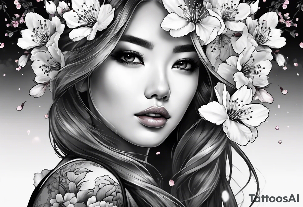 cherry blossoms but It's a portrait, so the whole thing comes out. tattoo idea