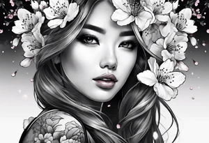 cherry blossoms but It's a portrait, so the whole thing comes out. tattoo idea