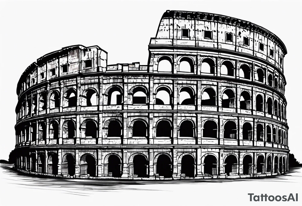 Weathered Roman colosseum tattoo idea