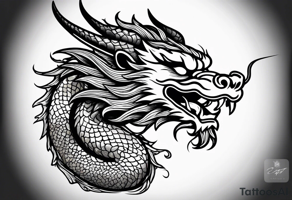 left side profile of a chinese dragon face tattoo idea