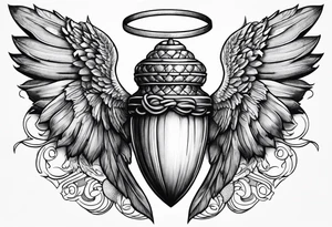 Acorn with angel wings tattoo idea