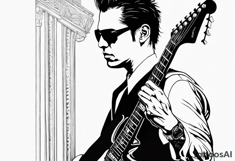 neo from the matrix playing a fender stratocaster tattoo idea