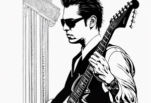 neo from the matrix playing a fender stratocaster tattoo idea