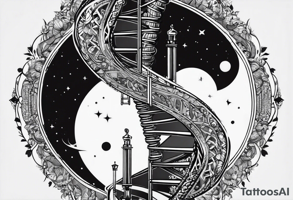 detailed DNA double helix artistic style tattoo idea