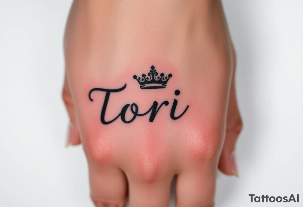 the name Tori with a sexy crown tattoo idea