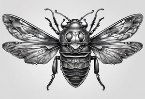cicada with human skull tattoo idea