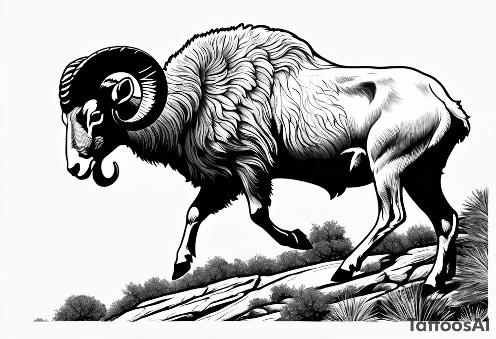 Bright angel trail with a big horn sheep tattoo idea