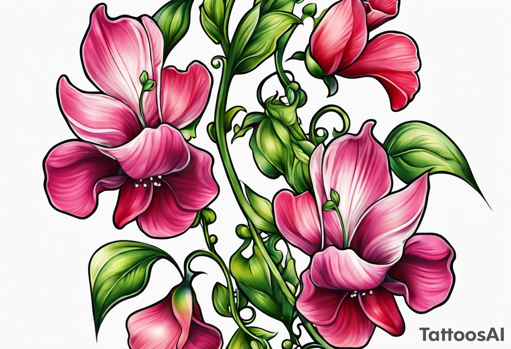 sweet peas vine design tattoo idea