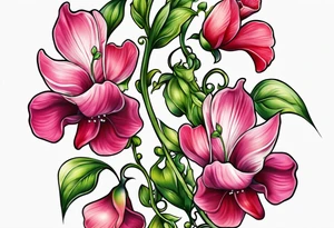 sweet peas vine design tattoo idea