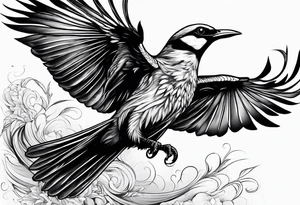 Beautiful bird flying to sundown tattoo idea