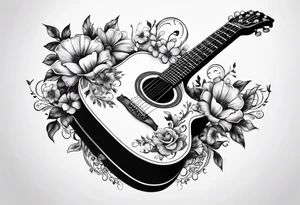 Guitar with flowers growing off the side tattoo idea