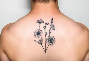 wrist tattoo with cosmos, lily of the valley, and chrysanthemum tattoo idea