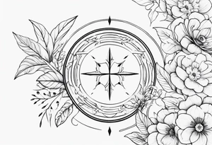 III.XIII.MMXI surrounded by floral and shapes on tricep tattoo idea