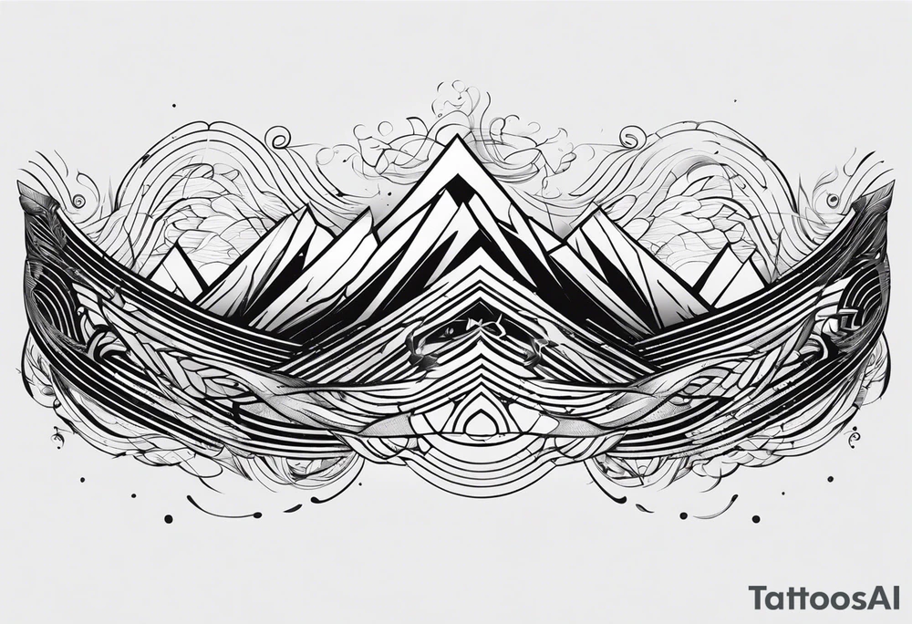 armband tattoo, horizontal with electromagnetic signal wave pattern tattoo idea