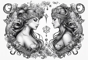 zodiacs of leo, pisces and aries tattoo idea