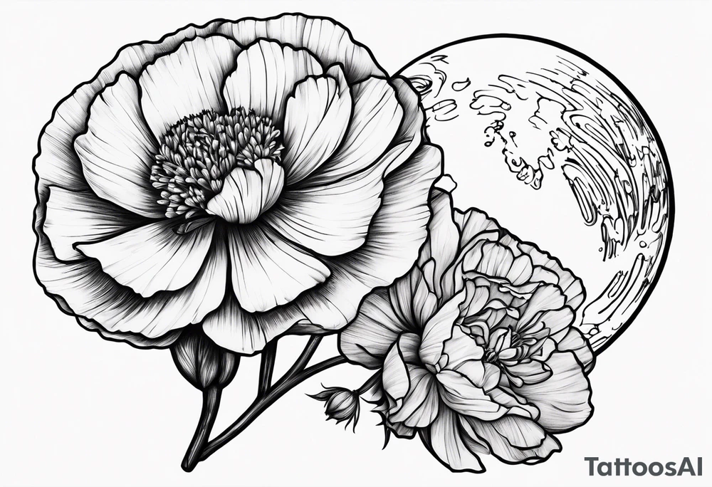 Moon and carnation mom tattoo idea