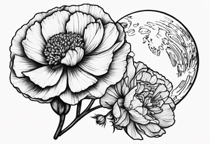 Moon and carnation mom tattoo idea