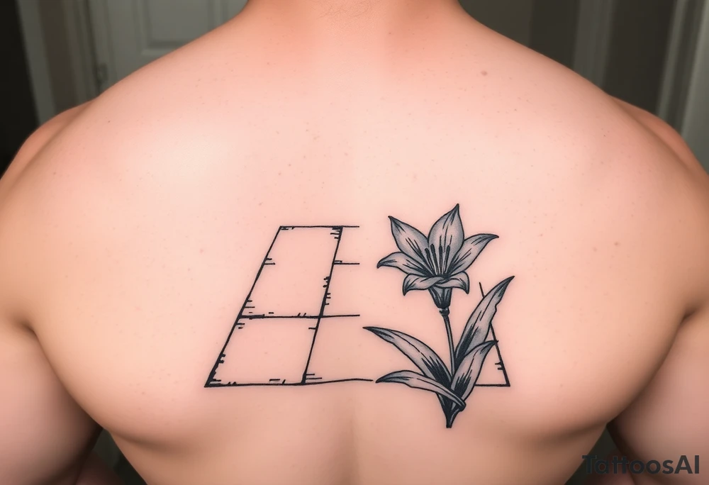 bathroom floor with lily coming up out of tile floor tattoo idea