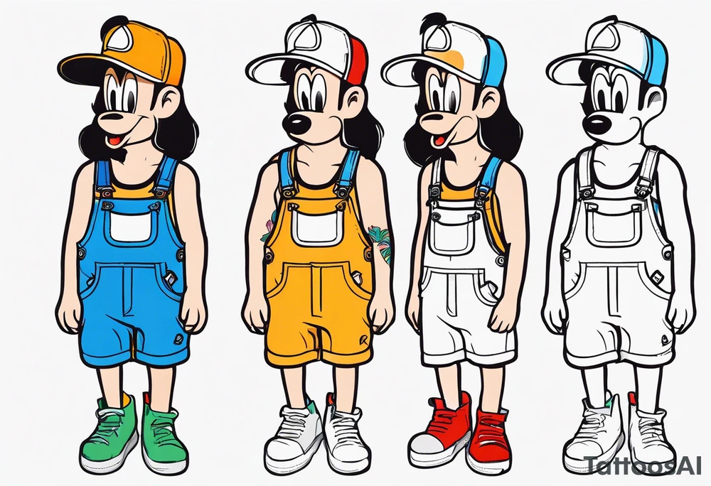 minimalstic goofy outlined overalls-shorts. Thin lines. tattoo idea