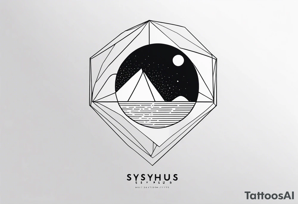 Sisyphus minimal line and dot tattoo design tattoo idea