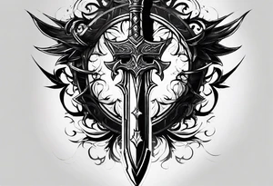 Viego's sword from League of legends, in cybersigilsm tattoo sytle tattoo idea