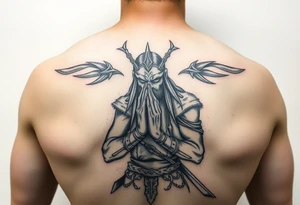 Exhausted praying warrior tattoo idea