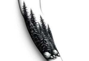 Coniferous forest forearm tattoo sleeve black and grey tattoo idea