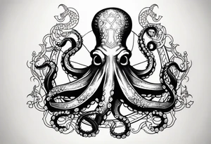 Octopus holding anchor in middle tattoo idea