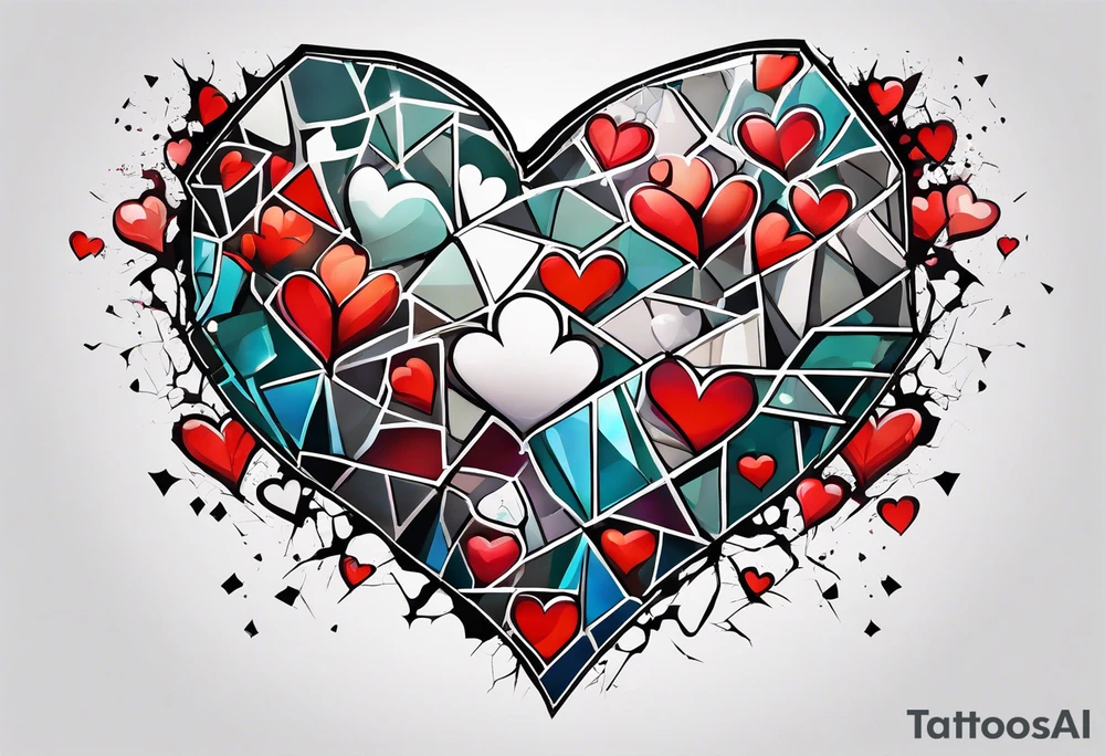 Glass Heart Shattered Puzzle Pieces tattoo idea
