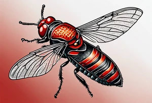 Stippled cicada with red background tattoo idea