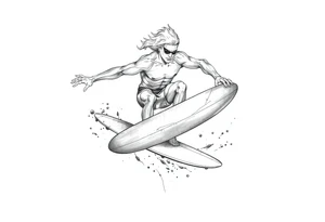 calm silver surfer tattoo idea