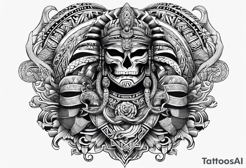 aztec snake sleeve tattoo idea