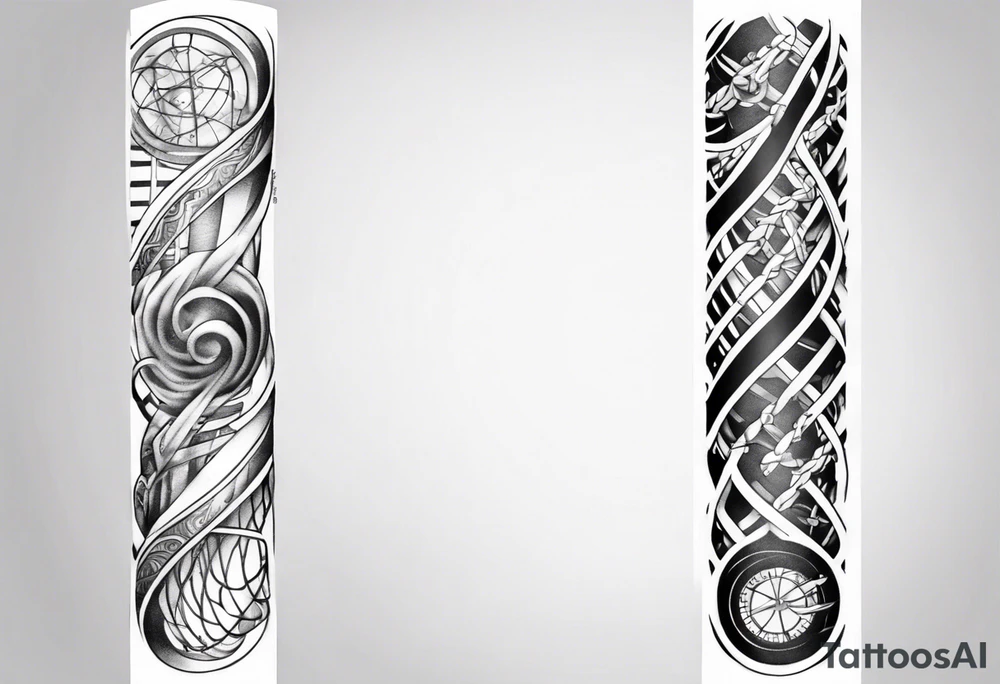 full arm tattoo for man with dna strands tattoo idea