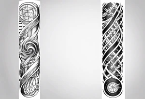 full arm tattoo for man with dna strands tattoo idea