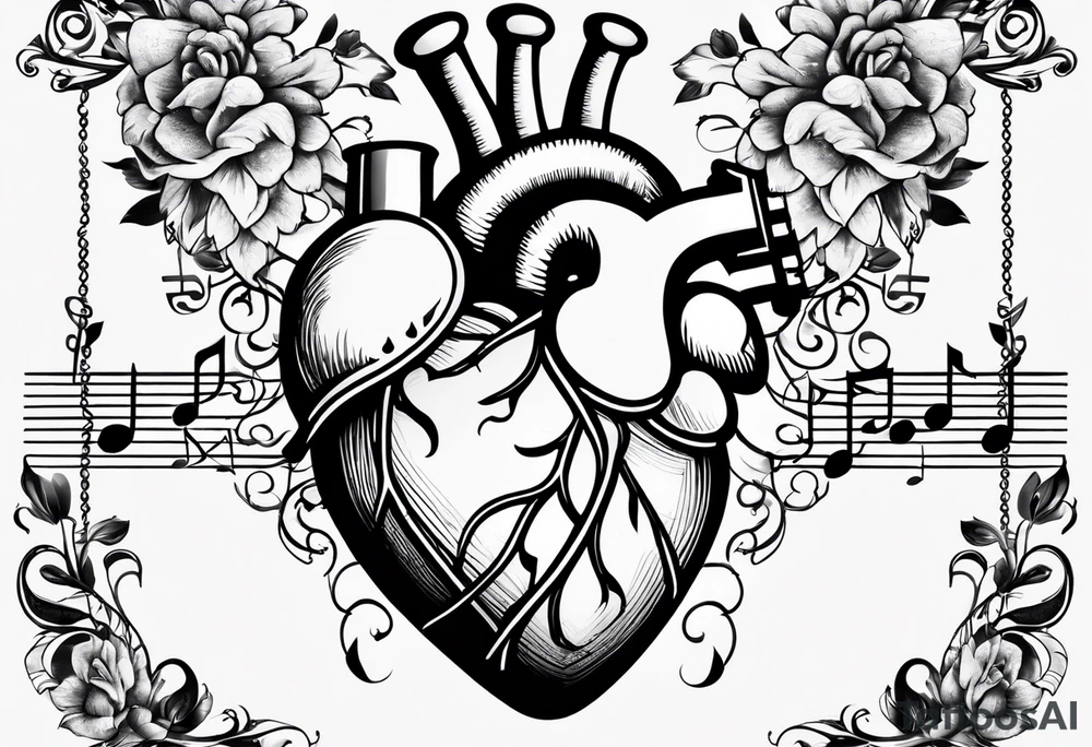 heart with music notes tattoo idea