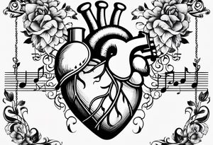 heart with music notes tattoo idea