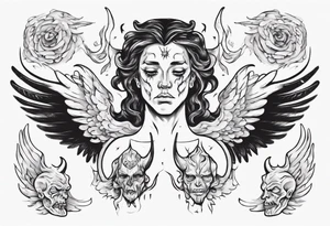 an angel being transformed into a demon tattoo idea